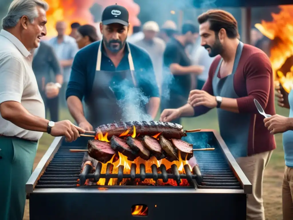 Grupo de aficionados al asado en Uruguay disfrutando de una parrillada, Meetups aficionados asado Uruguay