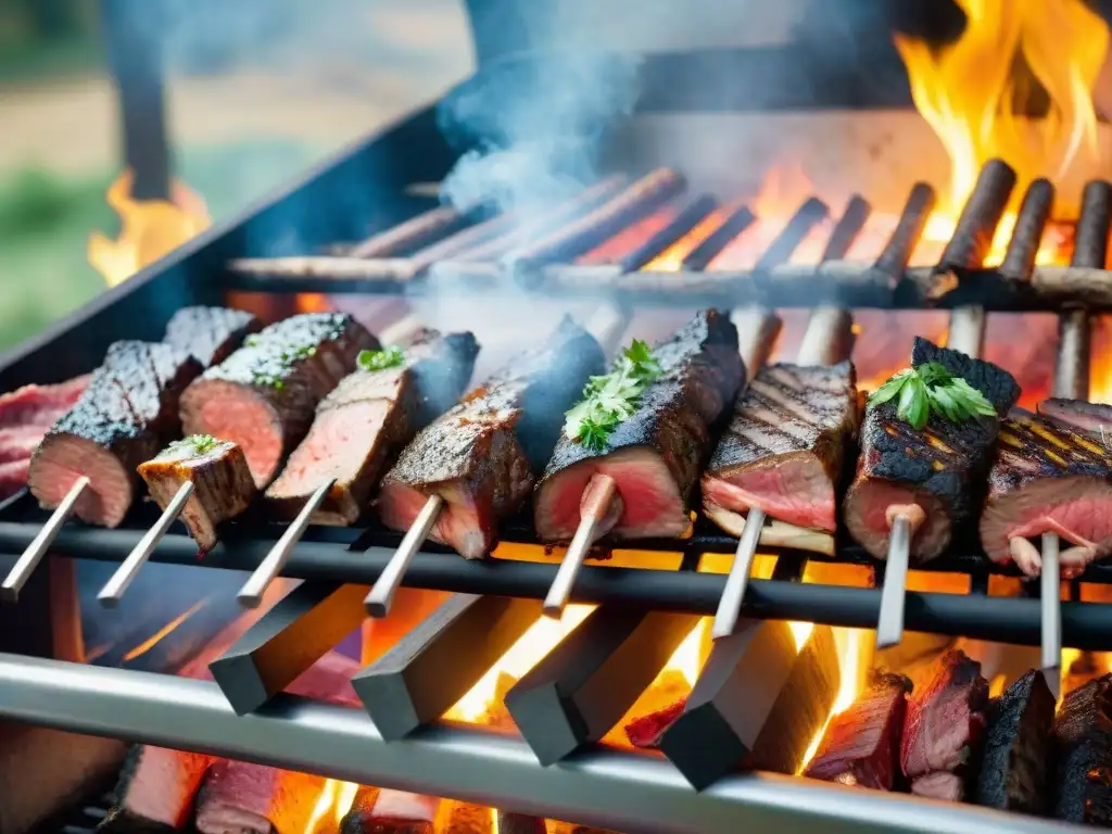 Un grupo de entusiastas del asado disfrutando de una parrillada uruguaya tradicional