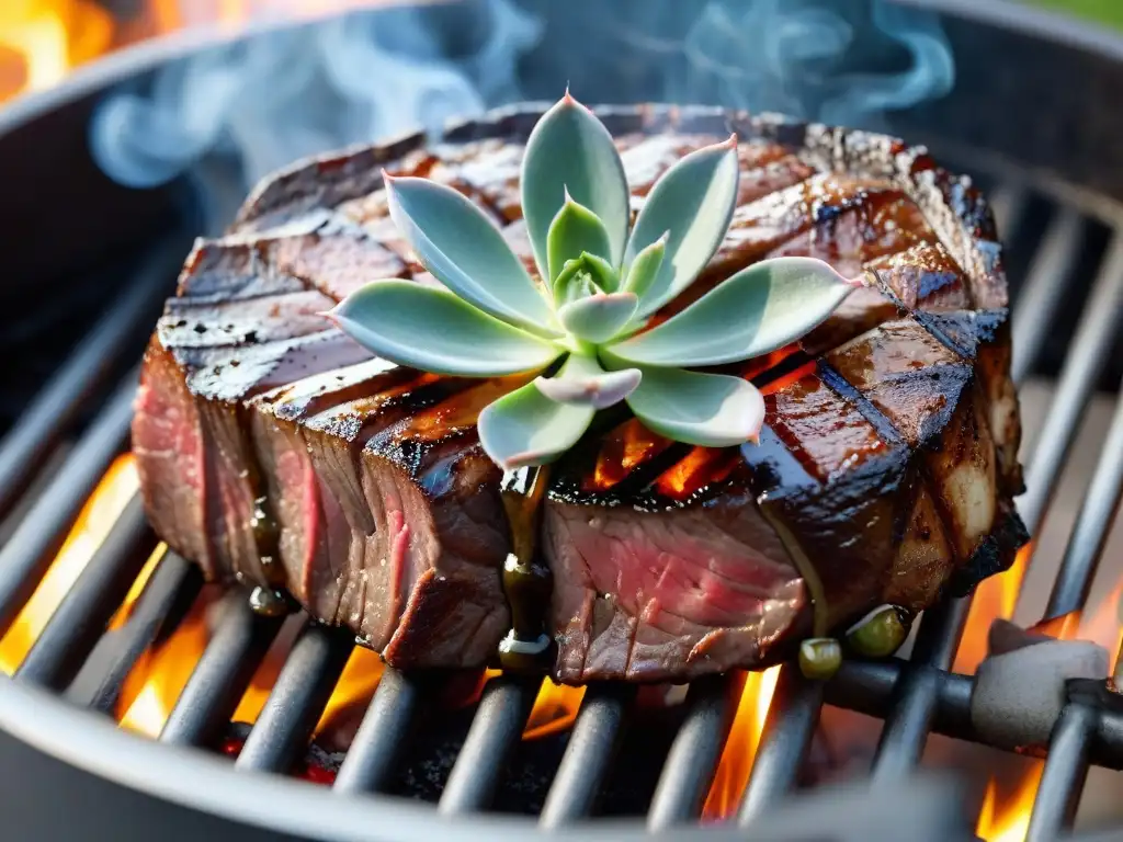 Jugoso filete asado en parrilla, listo para ganar concursos asado