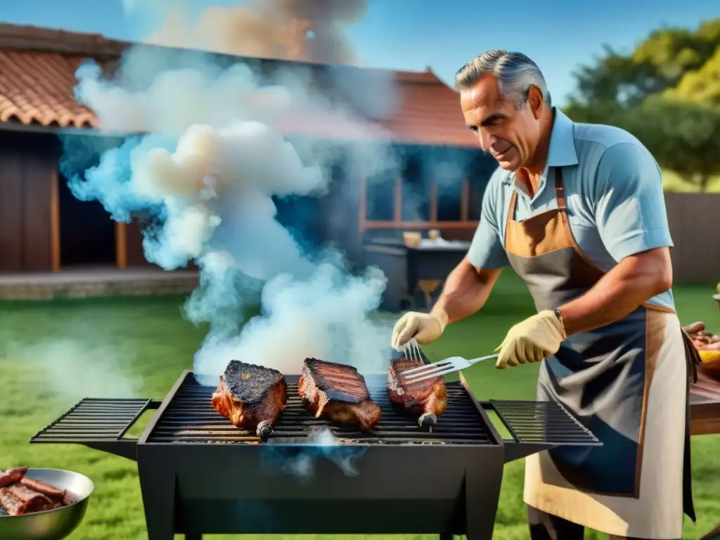 Leyenda Francisco Maestro Asado Uruguayo preparando su festín legendario