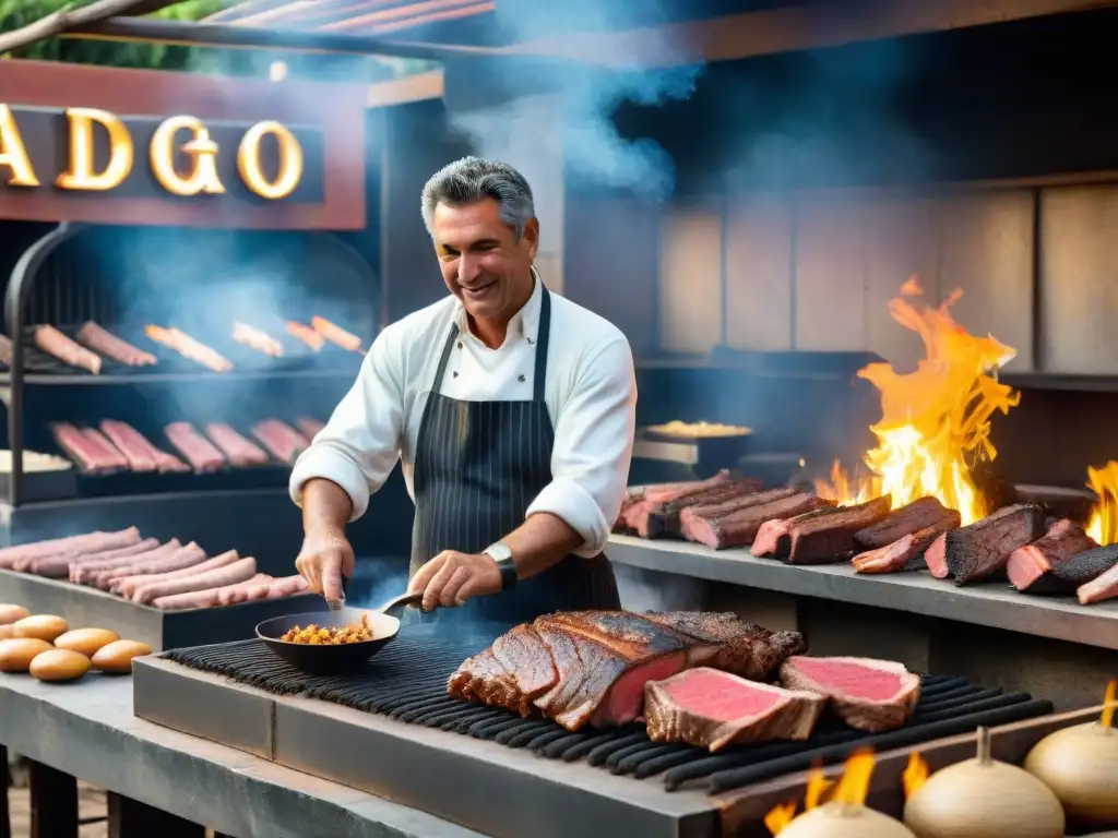 Eduardo, el maestro asador, deleitando a la multitud en un mercado al aire libre