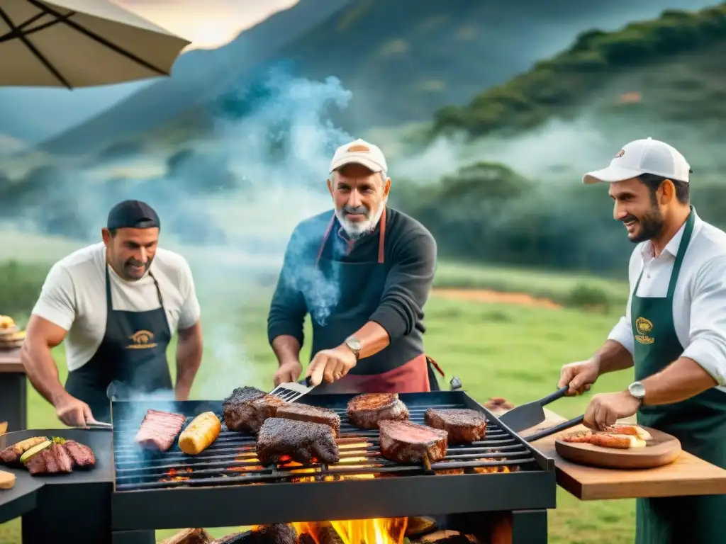 Maestros del asado uruguayo certificados, expertos en sus parrillas de leña en el campo