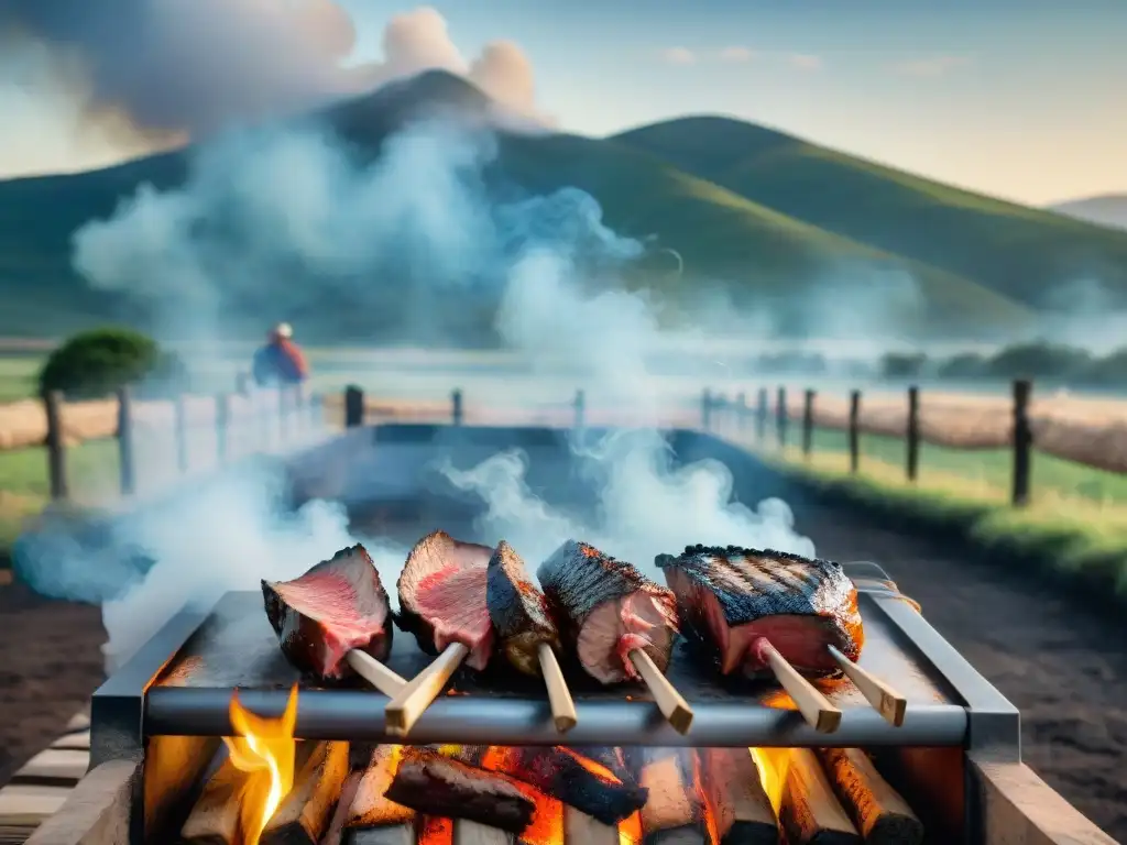 Maestros asadores uruguayos certificados en parrilla, con camaradería y arte en el asado bajo el cielo azul