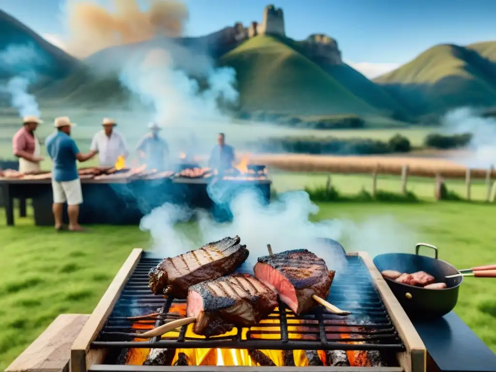 Maestros parrilleros asado Uruguay reúnen en una parrilla tradicional, expertos en la cultura del asado