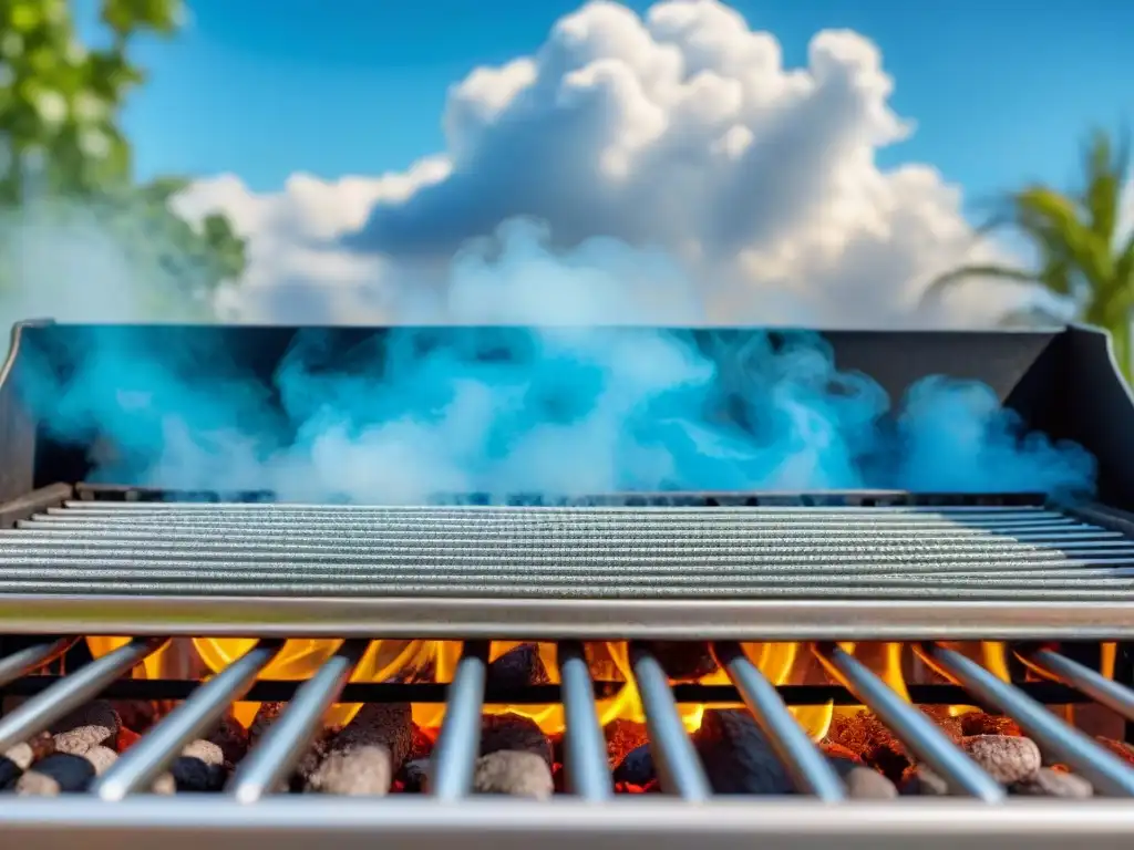 Mantenimiento de parrilla impecable para un asado saludable bajo el sol brillante