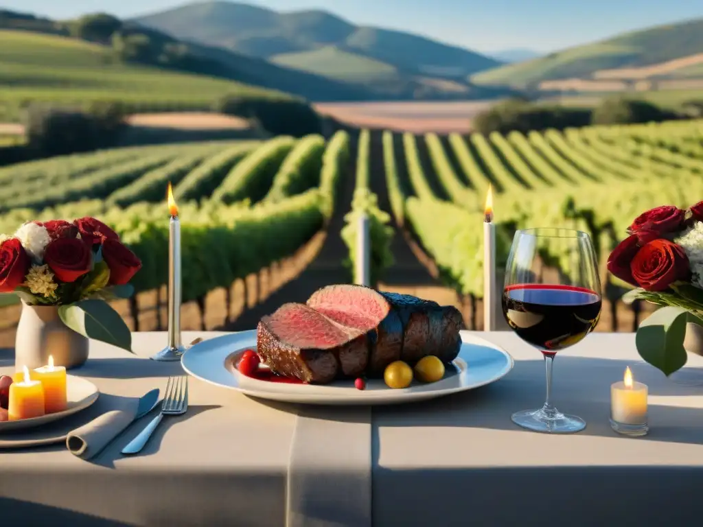 Una mesa elegante con cortes de carne poco convencionales y vinos exquisitos en un maridaje perfecto