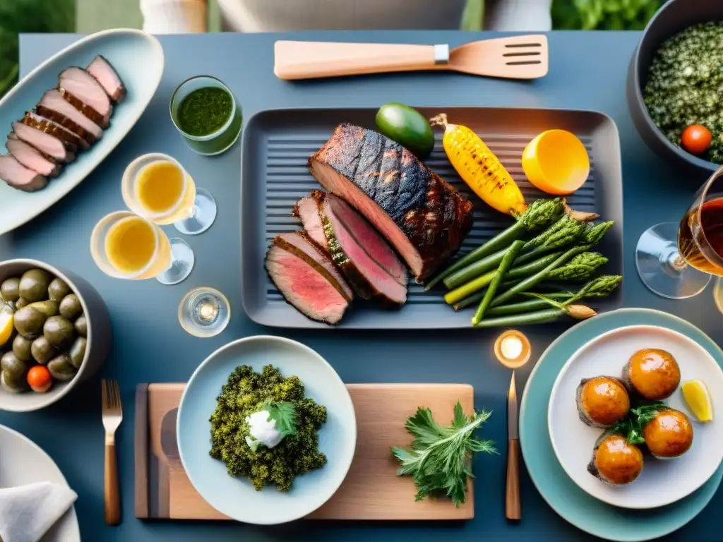 Una mesa elegante para un maridaje en asado uruguayo moderno