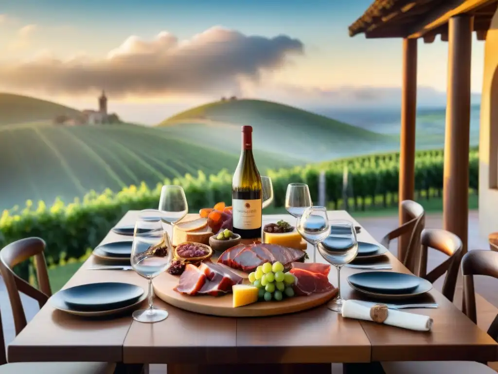 Una mesa elegante para maridar vinos italianos con un asado uruguayo, resalta la influencia italiana en platos tradicionales