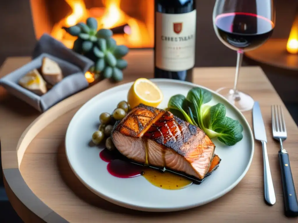 Una mesa de madera con vinos y deliciosas carnes maridadas en perfecta armonía