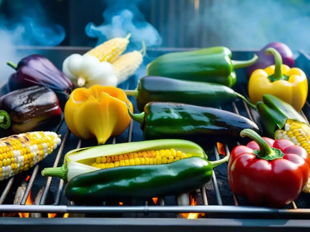 Una mezcla de verduras a la parrilla con punto perfecto en un asado vegetariano