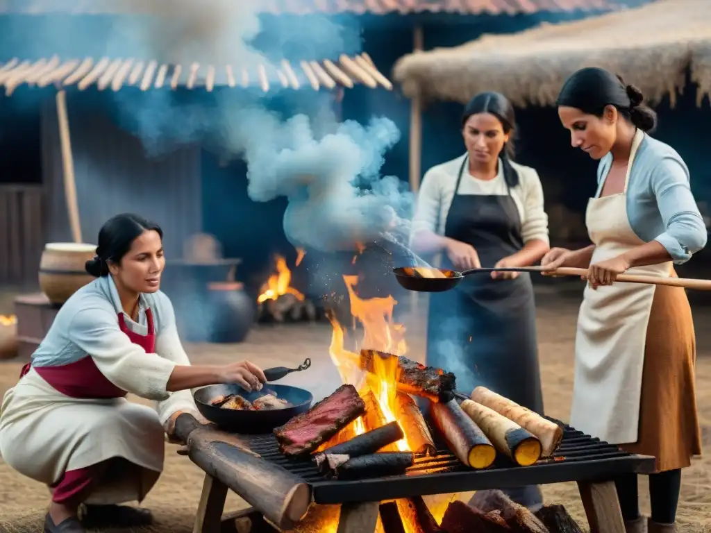 Mujeres uruguayas desafiando estereotipos al preparar un asado tradicional con pasión en el campo