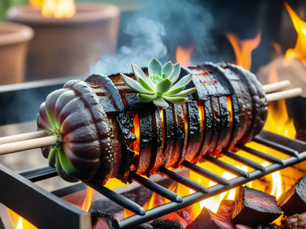 Una paleta de asado económica, expertamente asada y jugosa, con una corteza dorada y tierna carne, en un ambiente de barbacoa rústica