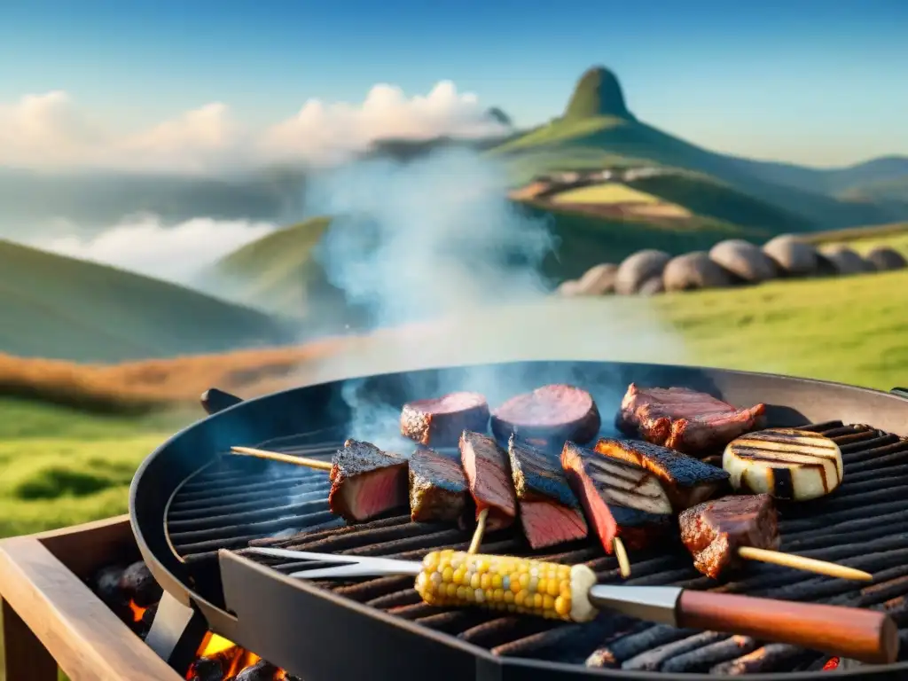 Una parrilla de alta gama para un asado uruguayo, con gauchos expertos y cortes premium en la parrilla