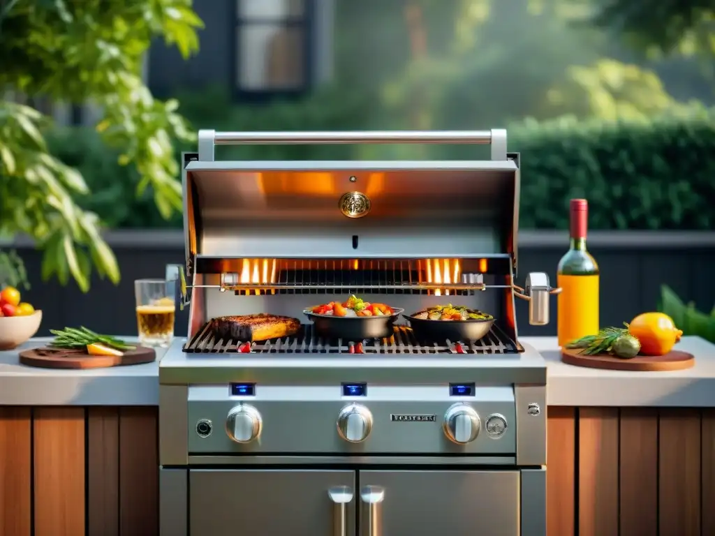 Parrilla de lujo compacta para espacios pequeños Parrilla de alta gama para espacios pequeños en un patio elegante y acogedor