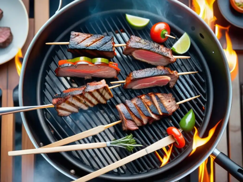 Una parrilla cargada de carne rodeada de accesorios premium, lista para potenciar la experiencia de asado