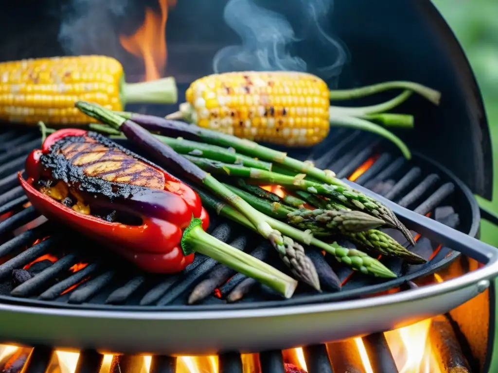 Una parrilla llena de ingredientes coloridos en una fotografía paleta colores asado