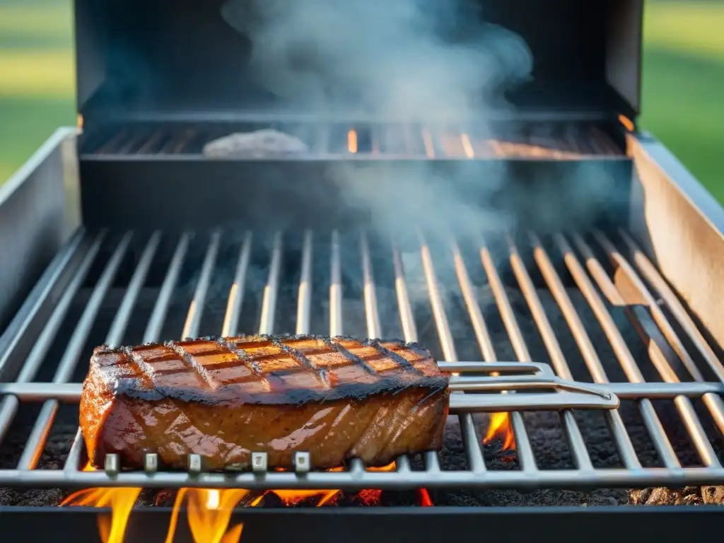 Una parrilla reluciente con marcas de asado perfecto, lista para el siguiente festín