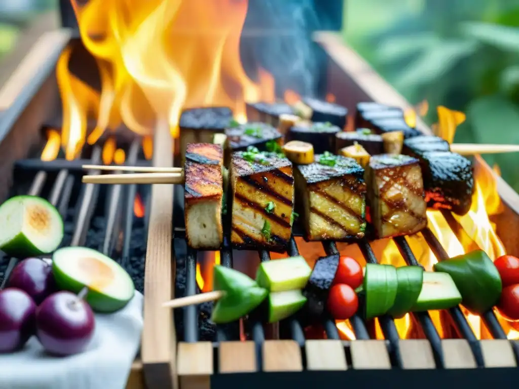 Una parrilla repleta de proteínas vegetales en un ambiente acogedor y apetitoso