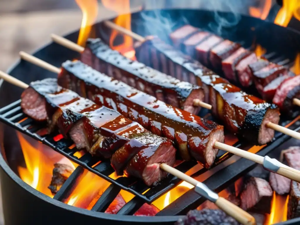 Una parrilla uruguaya llena de carnes suculentas cocinadas a la perfección