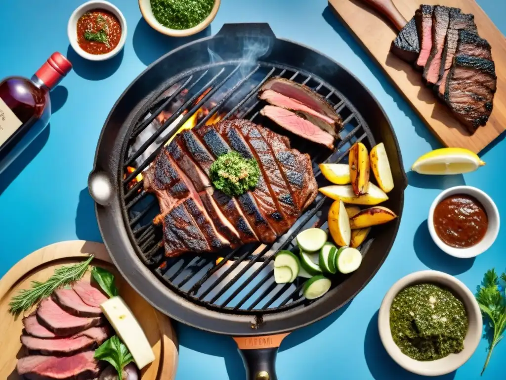 Una parrilla uruguaya tradicional con cortes premium, chimichurri y vino Tannat