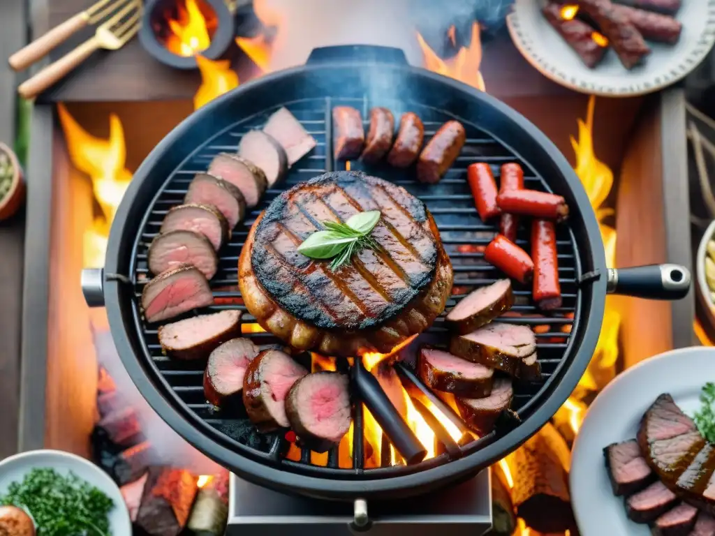 Una parrilla uruguaya tradicional con variaciones en el asado uruguayo