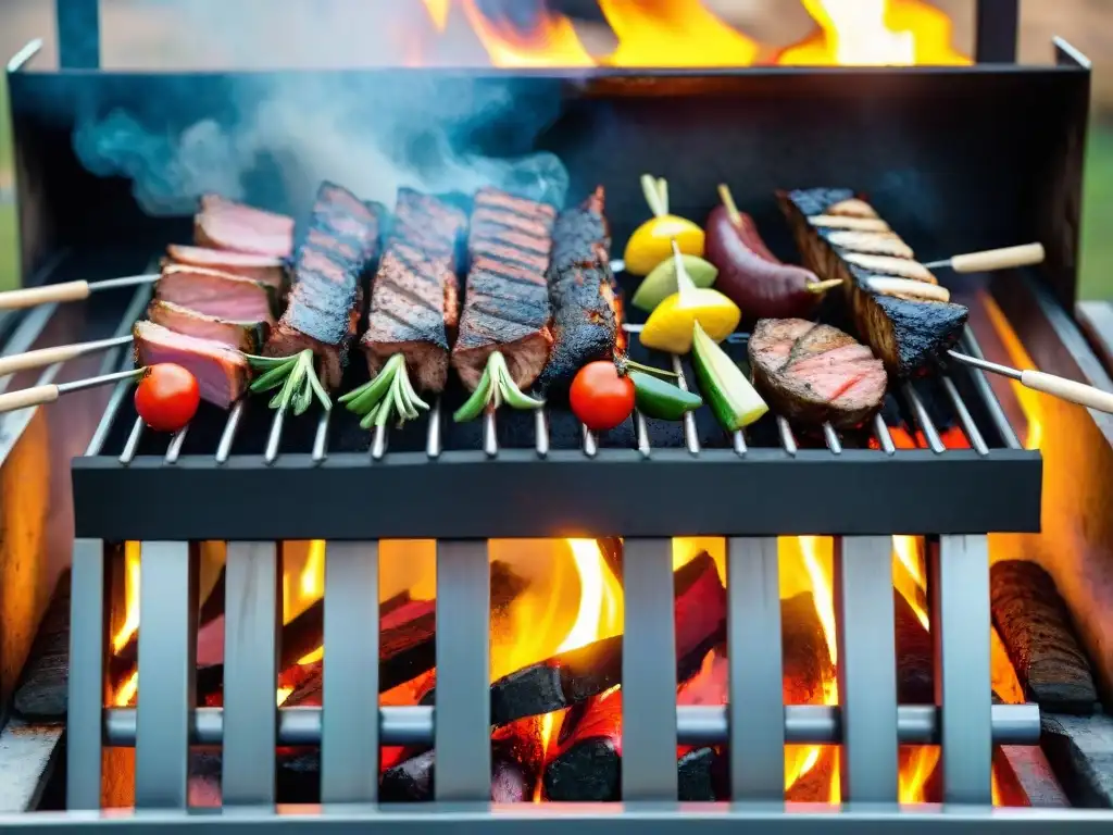 Deléitate con la parrilla uruguaya en acción, resaltando las Ventajas del carbón en asado