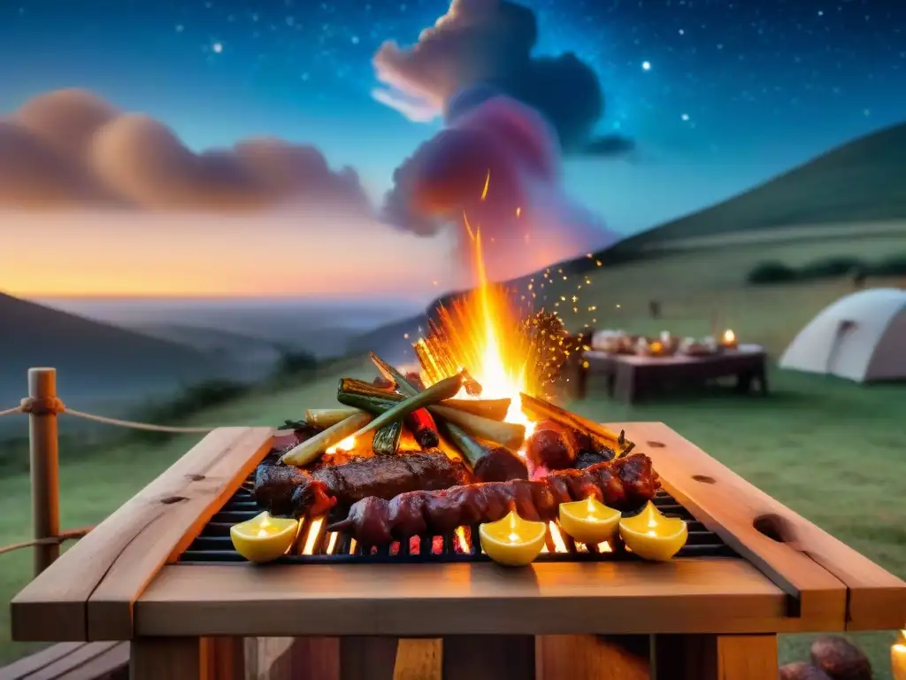 Una parrillada al aire libre bajo las estrellas: amigos y familia disfrutan de las mejores parrilladas al aire libre en una noche mágica