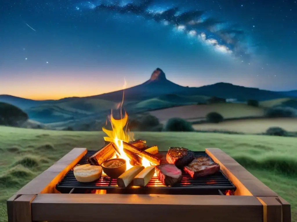 Una parrillada uruguaya bajo las estrellas: amigos y familia disfrutan de las mejores parrilladas al aire libre en la campiña