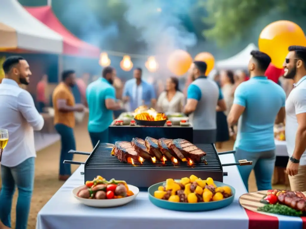 Una parrillada festiva con eventos temáticos, llena de color y alegría