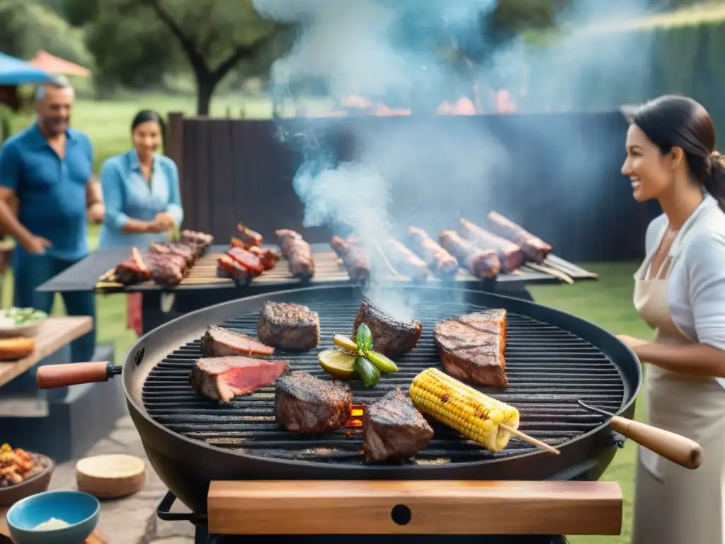 Una parrillada uruguaya tradicional al aire libre en un día soleado