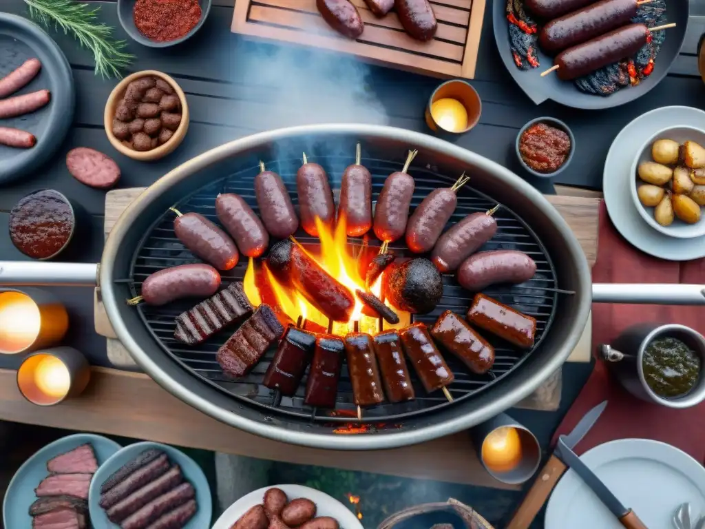 Una parrillada uruguaya tradicional al aire libre con amigos y familia