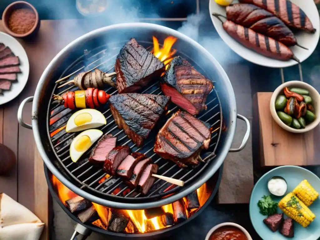 Una parrillada uruguaya tradicional con amigos y familia bajo el cielo estrellado