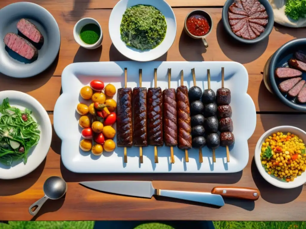 Una parrillada tradicional uruguaya en un entorno natural al atardecer