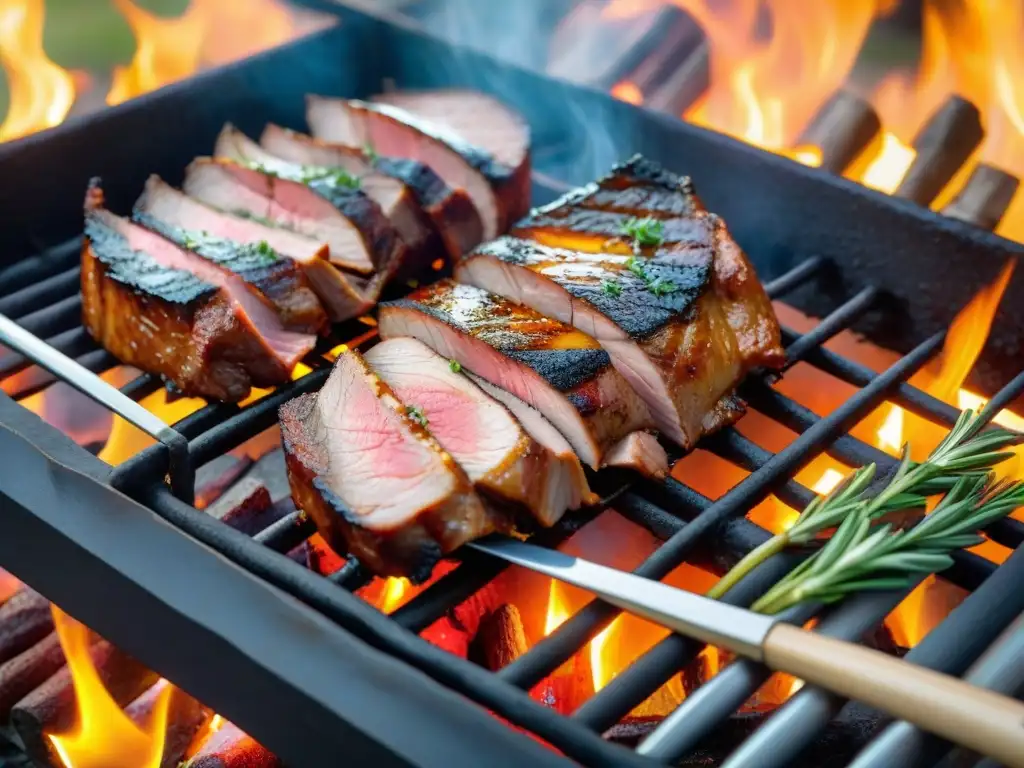 Una parrillada uruguaya con cortes innovadores para parrilla, sabrosos y perfectamente cocidos, en un entorno campestre