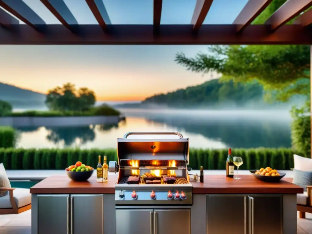 Innovación en parrillas de asado de alta gama en un entorno lujoso y moderno al aire libre