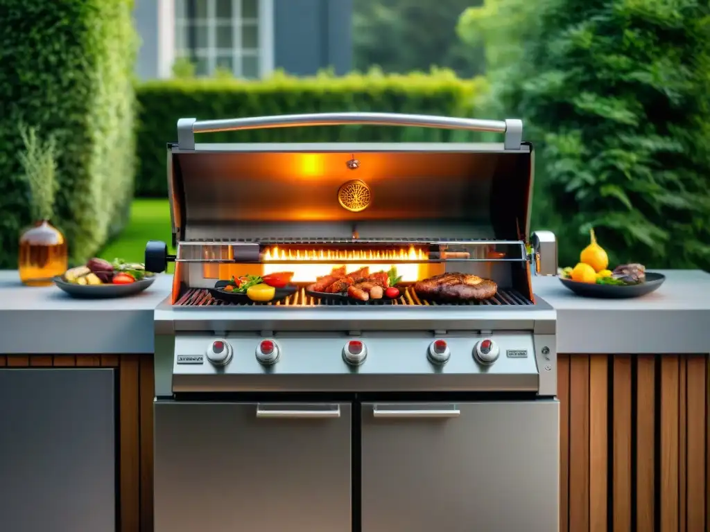 Innovación en parrillas de asado de alta gama en lujoso patio al aire libre