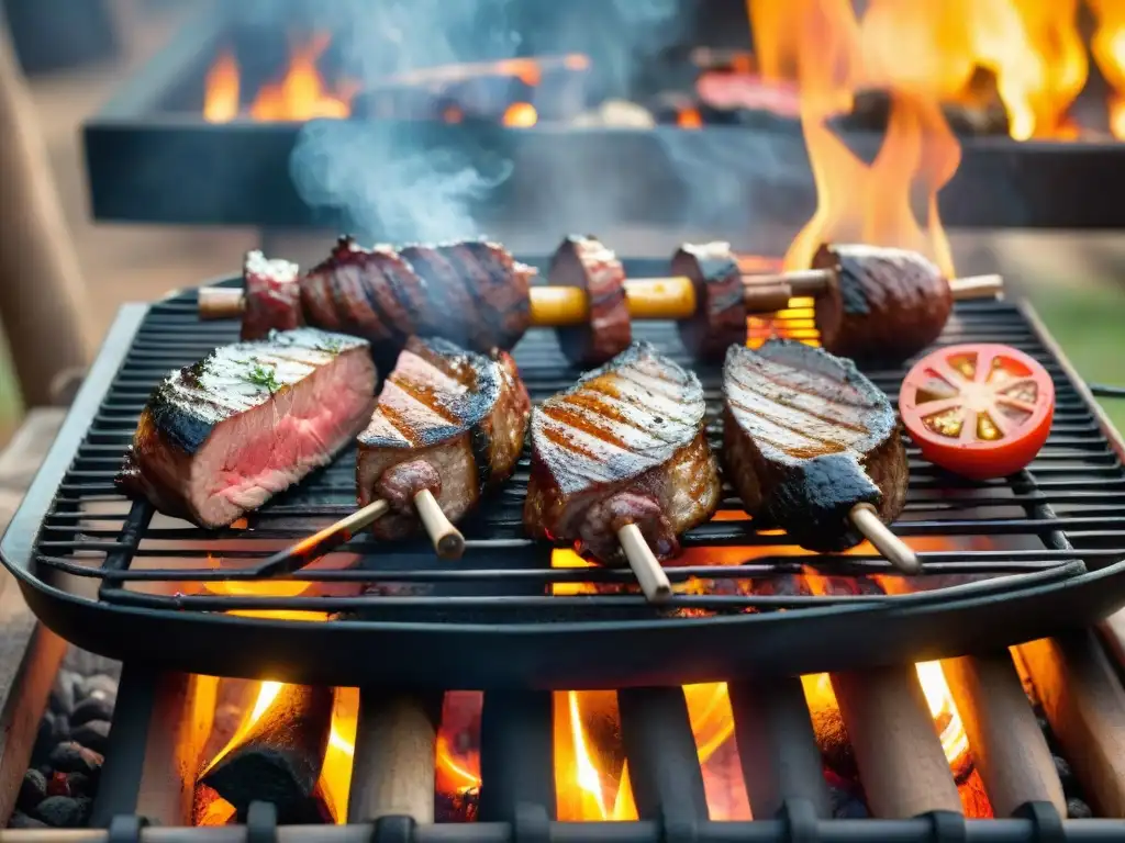 Un parrillero uruguayo experto preparando las mejores carnes a la parrilla