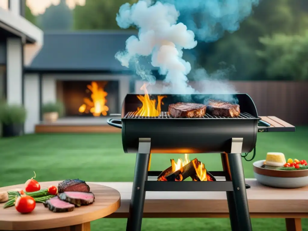 Un patio trasero perfecto para asar, con una parrilla de pellets moderna como punto focal