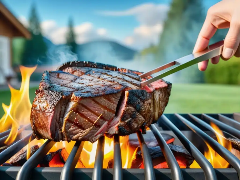 Pinzas para asado recomendadas en acción, capturando la esencia de un día perfecto de barbacoa