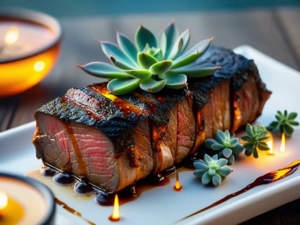 Preparación de tira de asado cocida a la perfección, jugosa y aromática, lista para deleitar los sentidos