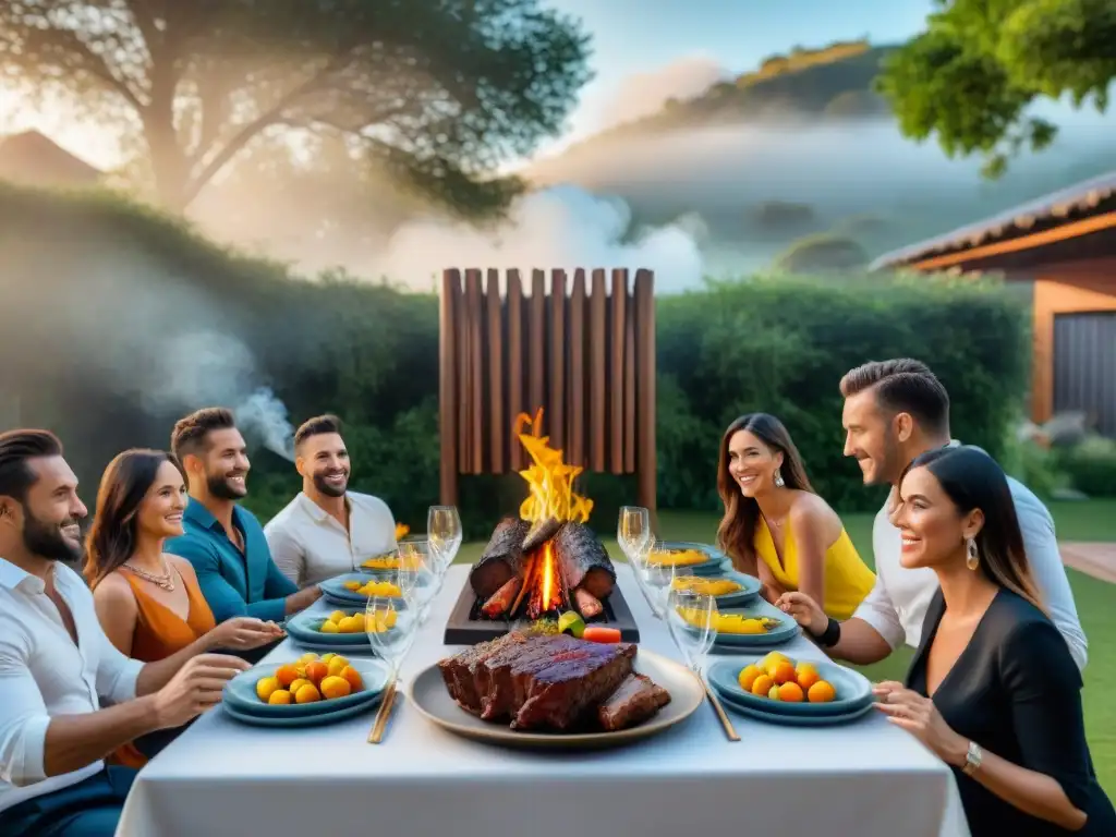 Presentaciones no tradicionales de asado uruguayo en ambiente sofisticado y visualmente impactante