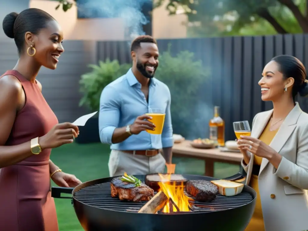 Profesionales disfrutan de un asado en un evento de networking, creando lazos y oportunidades