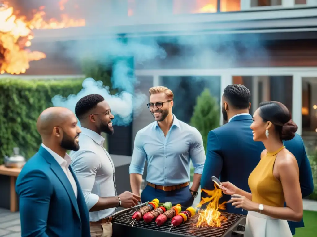 Profesionales en evento de networking con asado, conexión y colaboración