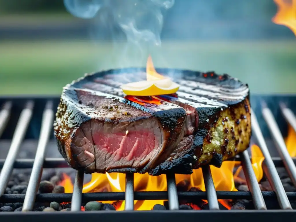 Receta Morcillo asado en parrilla con paisaje uruguayo de fondo