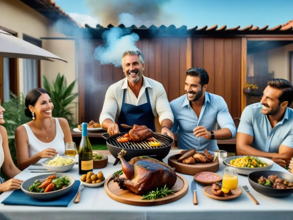 Una reunión familiar en un asado uruguayo al aire libre