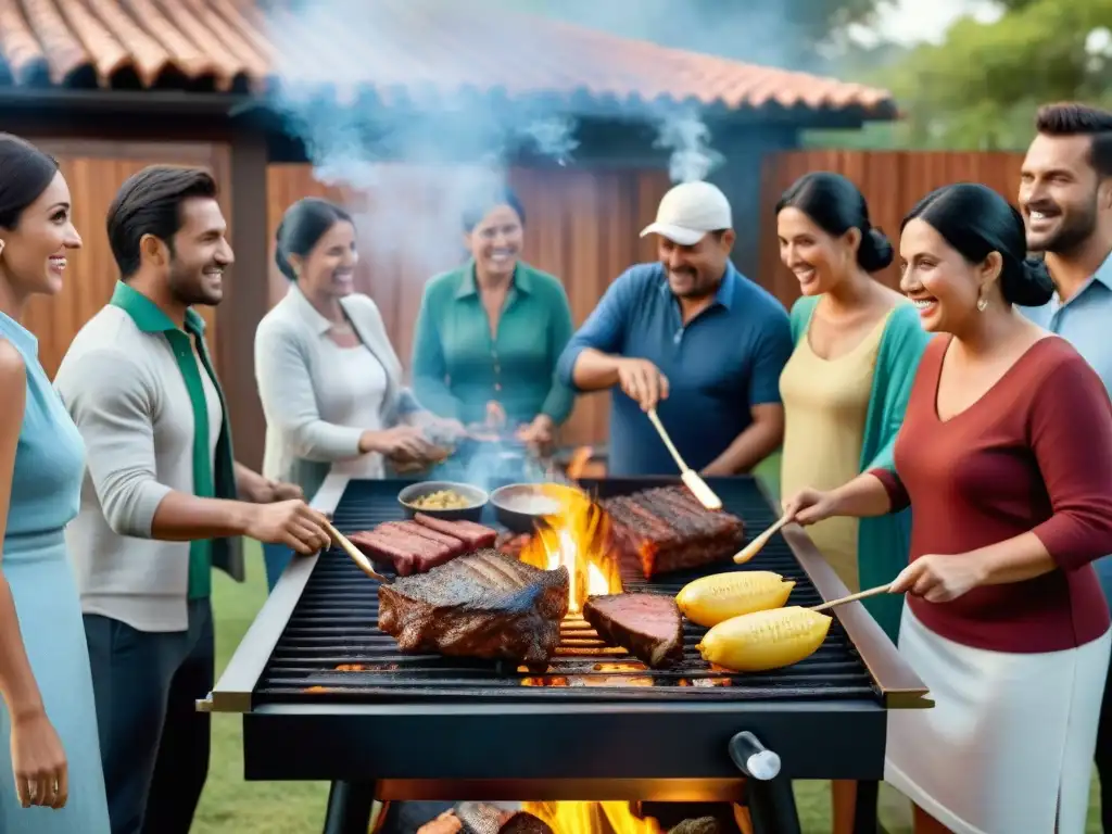 Una reunión familiar alrededor de la parrilla en un ritual de asado uruguayo familiar