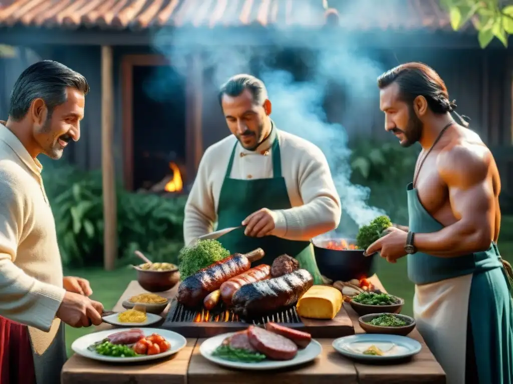 Una reunión tradicional de asado uruguayo, con diversidad y calidez bajo el sol