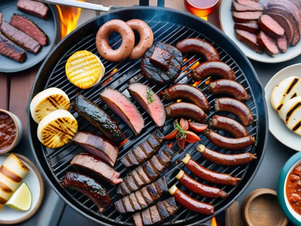 Disfrutando la riqueza gastronómica del asado uruguayo con amigos durante la hora dorada