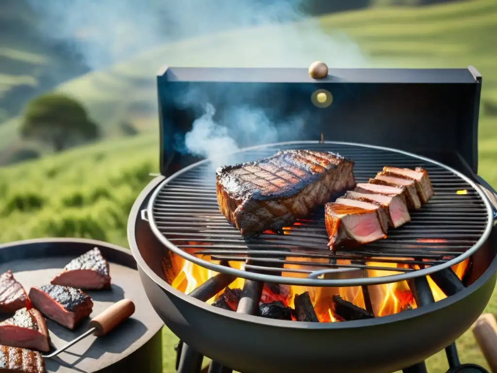 Disfruta de los Secretos del asado uruguayo perfecto en una parrilla tradicional, rodeada de un paisaje exuberante