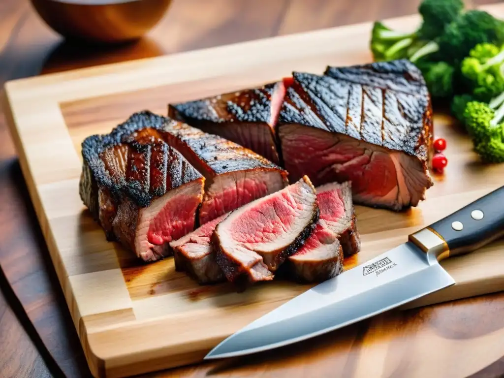 Selección premium de cortes de carne para asado en tabla de madera, perfectos para parrilla